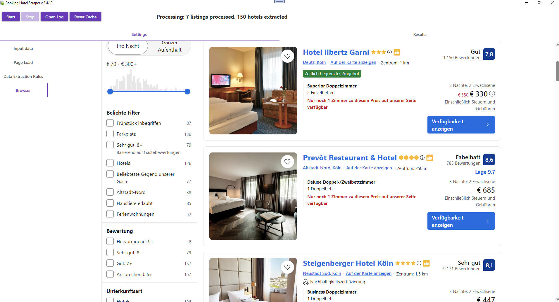 Booking Hotel Scraper extracting hotels